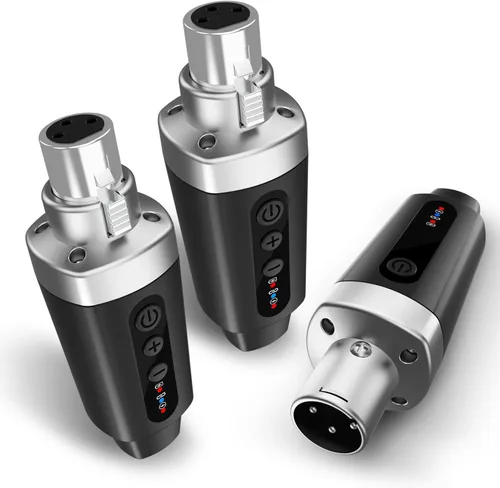 Miniatura 10 de EBJ Transmisor Receptor de Micrófono Inalámbrico 2.4Ghz, Sistema Inalámbrico de Micrófono XLR, Adaptador de Micrófono Inalámbrico Recargable