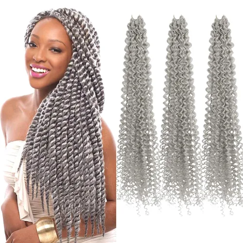Miniatura 32 de Pelo de ganchillo Ocean Wave de 30 pulgadas, 3 paquetes de cabello trenzado de onda profunda, cabello rizado profundo con ganchillo para mujeres