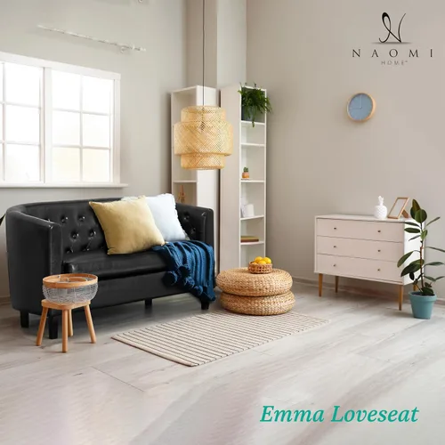 Miniatura 4 de Naomi Home Emma - Sofá biplaza moderno, sofá biplaza de piel sintética con cojines de felpa, marco de madera maciza, diseño capitonado, tapicería a
