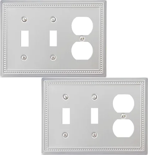 Miniatura 71 de OKAWYC Cubierta de Interruptor de Luz de Tomacorriente Dúplex Individual Belaire de Metal con Cuentas para Pared, Paquete de 4 Latón Antiguo 1 Gang