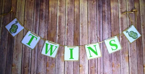 Miniatura 2 de [usa-sales] Twins Baby Shower Banner guirnalda, Baby Shower Decoraciones, Photo Booth props, nuevo diseño contemporáneo de usasales vendedor