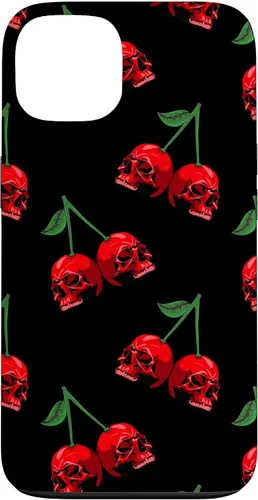 Miniatura 7 de Cute Cherry Skull Pattern Red Scary Skulls Black Background Case for iPhone 17