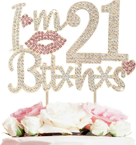 Miniatura 28 de ¡Soy el topper de pastel de cumpleaños número 15 divertido en oro y rosa con strass - ¡Feliz cumpleaños número 15, saludos a los quince años!