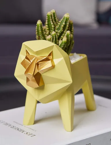 Miniatura 5 de HAUCOZE Maceta de estatua de león para suculentas, escultura animal de 6.1 pulgadas Modern Arts - Decoración para el hogar, regalo