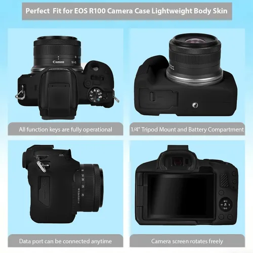 Miniatura 5 de Funda para cámara Canon EOS R100, funda protectora de silicona suave, antiarañazos, funda delgada con protector de pantalla, accesorios para Canon