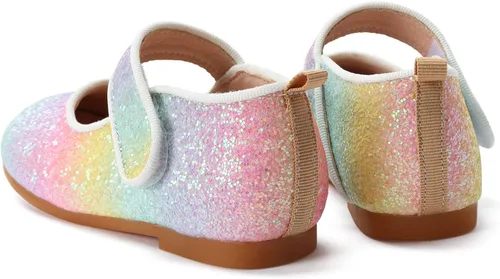 Miniatura 7 de Zapatos de vestir arcoíris para niña, zapatos de princesa con purpurina para niña, zapatos Mary Jane brillantes para fiesta, bailarina, para uso