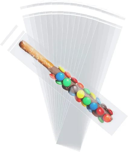 Miniatura 10 de Morepack Bolsas de celofán autosellables, 2 x 10 pulgadas, 100 bolsas transparentes para barra de pretzel, bolsa resellable para embalaje, paletas
