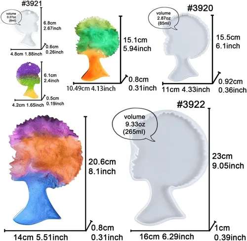 Miniatura 2 de Alfro African Beauty - Molde de silicona epoxi para mujer, juego de 3