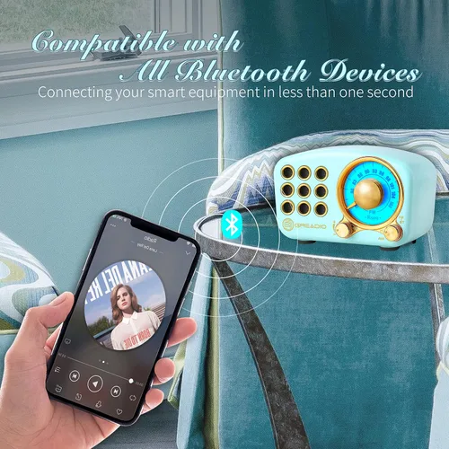 Miniatura 3 de Altavoz Bluetooth retro, radio FM Radio-Greadio vintage con estilo clásico antiguo, fuerte mejora de graves, volumen fuerte, conexión inalámbrica
