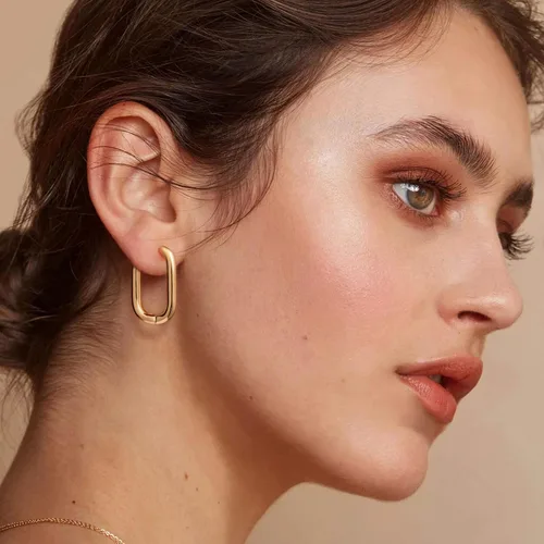 Miniatura 5 de Juego de 9 pares de aretes de aro de oro grueso para mujer, chapados en oro de 14 quilates, hipoalergénicos, trenzados, joyería gruesa