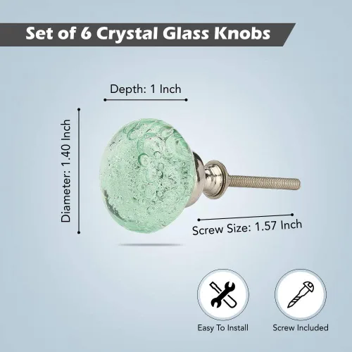 Miniatura 3 de Perilla Home Juego de 4 pomos de burbujas – Perillas decorativas de cristal verde claro – Pomo de cristal para decoración del hogar