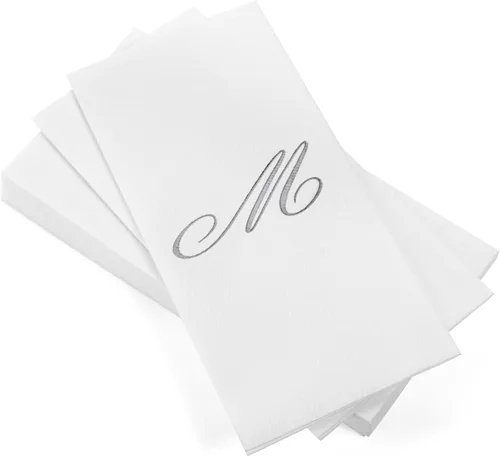 Miniatura 48 de AH AMERICAN HOMESTEAD Servilletas desechables – Servilletas doradas con monograma para invitados, servilletas acolchadas como tela para baño