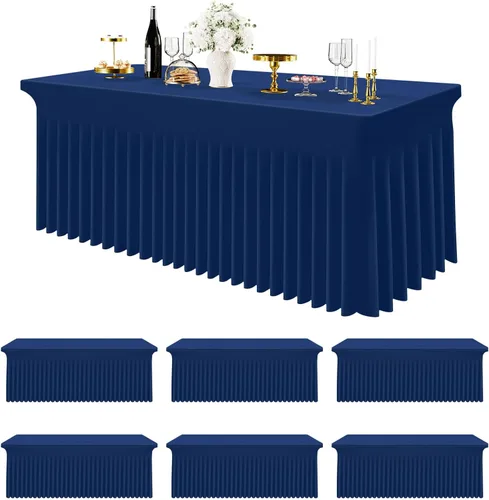 Miniatura 22 de Smiry Mantel de Spandex Paquete de 6, Mantel Elástico Ajustable Extensible para Mesas Rectangulares de 4 Pies, Cubierta de Mesa Impermeable Lavable