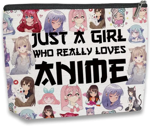 Bolsa de cosméticos para mujer, material de lino impermeable, regalos para amantes del anime para niñas, organizador de maquillaje de viaje con
