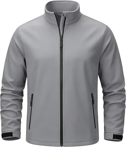 Miniatura 7 de TACVASEN Chaqueta ligera Softshell para hombre, impermeable, ligera, con forro polar, abrigo de invierno con 4 bolsillos cortavientos