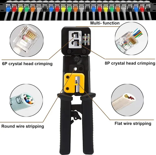 Miniatura 3 de TAIWAIN - Herramienta de mantenimiento de reparación de prensado de cables RJ45, Cat5 Cat6, crimpadora portátil de red, conectores 8P4P6P, cortador