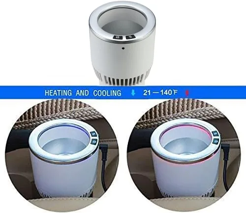 Miniatura 5 de Portavasos calentador de café enfriador de bebidas 2 en 1 camión en lata de regalo (blanco con plata 12V)