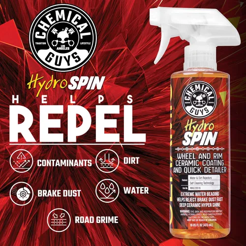 Miniatura 2 de Chemical Guys HydroSpin - Recubrimiento cerámico para ruedas y llantas y spray detallador rápido - Spray de 16 oz que protege ruedas, llantas