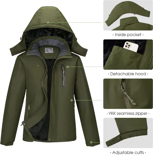Miniatura 4 de CAMEL Chaquetas de esquí de invierno para hombre, abrigo de nieve impermeable con capucha, chaqueta de lluvia resistente al viento