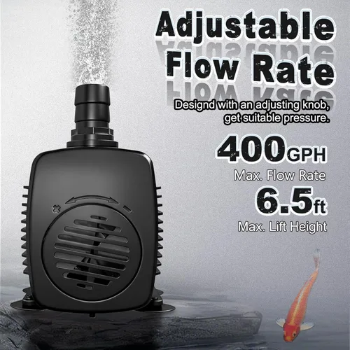 Miniatura 2 de SongLong Bomba sumergible de fuente de cable de 25 W, 400 GPH y 10 pies con tubo, protección contra sobrecalentamiento, para jardín, estanque e