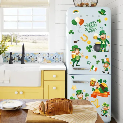 Miniatura 5 de Calcomanías estáticas reutilizables para ventana del día de San Patricio, estilo duende grande, reutilizables, para decoraciones del día de San
