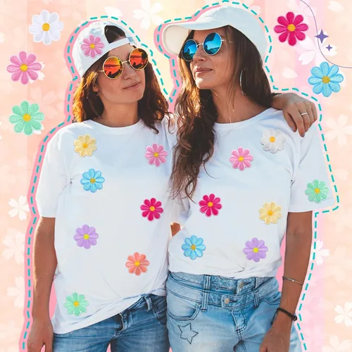 Miniatura 4 de Tigeen 60 parches de flores para planchar con bonitos parches de flores para coser en apliques bordados, parches de costura para bolsos, chaquetas