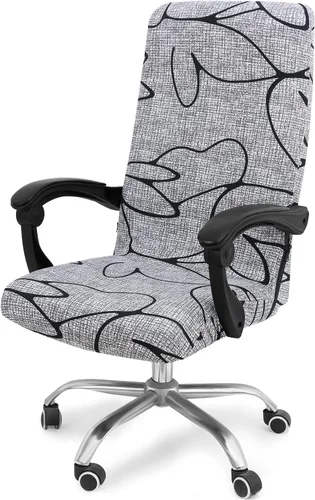 Miniatura 17 de Smiry - Fundas elásticas impresas para silla de oficina de computadora, fundas para sillas giratorias universales de escritorio, extraíbles, Negro