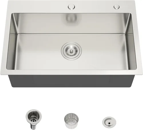 Miniatura 15 de Mocoloo Fregadero de barra de 13 pulgadas con caída en la parte superior, fregadero de cocina pequeño de acero inoxidable T304 de 13 x 15 pulgadas