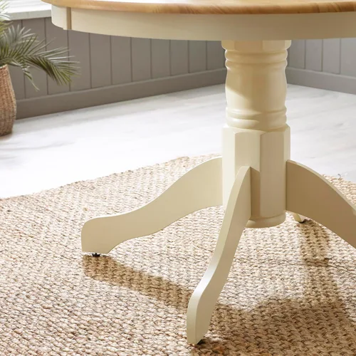 Miniatura 4 de Furniturebox UK Bude - Mesa redonda de madera maciza de 4 asientos, mesa de comedor redonda con pedestal de madera, muebles de comedor clásicos