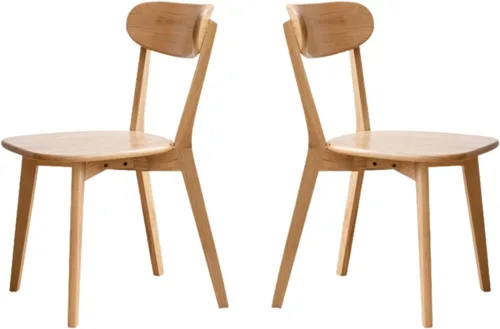 Miniatura 24 de Sillas de cocina, 100% madera maciza de roble, silla moderna con respaldo curvo, sillas de cocina y comedor, silla moderna para sala de estar Negro