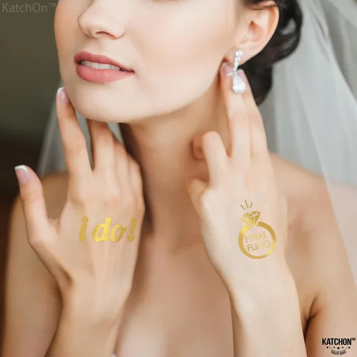 Miniatura 8 de KatchOn Tatuajes metálicos de la tribu de la novia, 34 piezas, tatuajes de novia dorados para despedidas de soltera y decoraciones de despedida