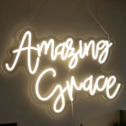 Amazing Grace - Letrero decorativo de neón para decoración de escritorio, regalo para esposa, marido, regalos de boda cristiana, letrero de
