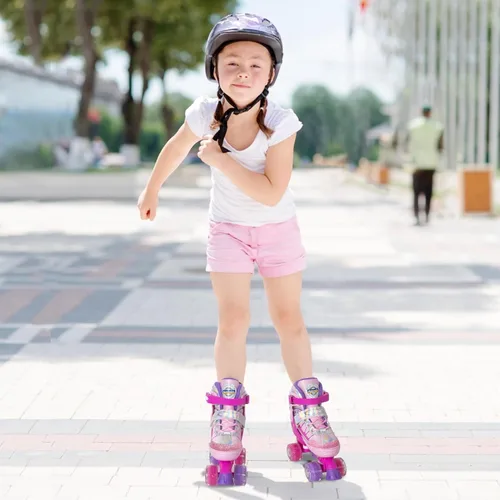 Miniatura 7 de Nattork Patines de ruedas para niños y niñas, 4 tamaños ajustables con ruedas iluminadas para niños principiantes para interiores y exteriores Rojo