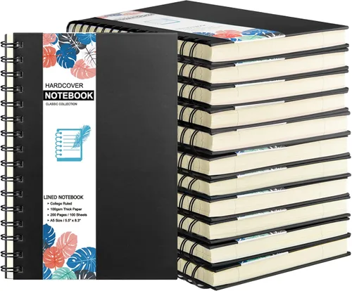 Miniatura 10 de Paquete de 6 cuadernos de tapa dura A5 en espiral, cuadernos con rayas universitarias, diario colorido, agenda a granel, planificador de viajes