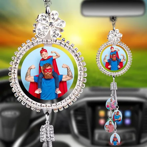 Miniatura 14 de Colgante de coche personalizado con foto, accesorios personalizados para coche, decoración cubo colgante