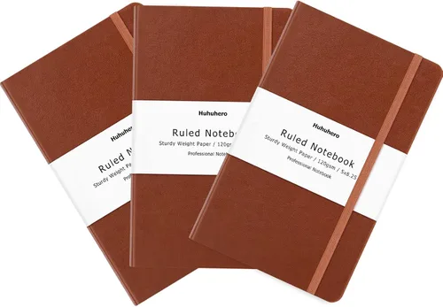 Miniatura 12 de Huhuhero Cuaderno Diario, Diario de Líneas Rayadas, Tapa Dura Papel Premium Grueso de 120gsm con Cuaderno de Cuero Sintético para Escribir