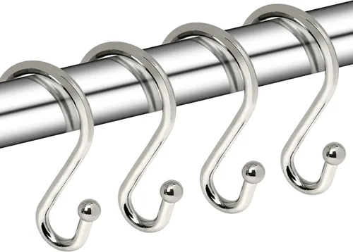Miniatura 8 de Ganchos de metal para cortina de ducha, juego de 12, anillos para cortina de ducha a prueba de óxido, ganchos duraderos en forma de S para cortinas