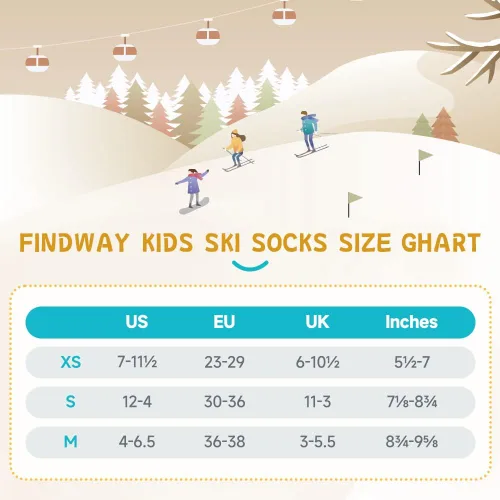 Miniatura 6 de findway Calcetines de esquí para niños de lana merina (2 o 3 pares), calcetines cálidos de invierno, calcetines térmicos de snowboard para niños