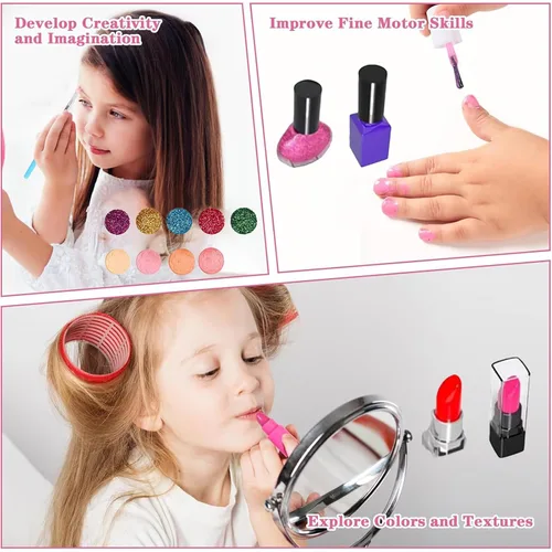 Miniatura 4 de Juego de cosméticos lavables para niños, adecuado para niñas, juego de cosméticos lavables de juguete de princesa, juego de cosméticos para niños