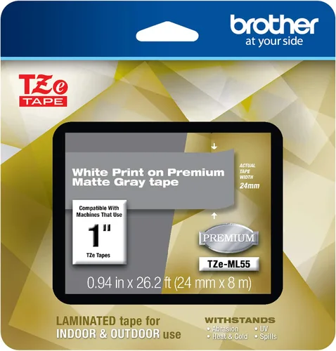 Miniatura 20 de Brother P-touch TZE-S951 - Cinta adhesiva laminada extra resistente de 1 pulgada (24 mm) de ancho, negro sobre plateado mate, laminada