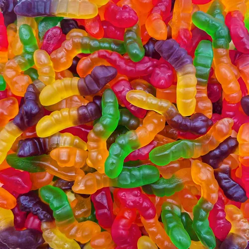 Caramelos de gusanos de goma | Bolsa de 1 libra | Sabor a fruta surtido | Gomitas divertidas con textura masticable | Gusanos de goma clásicos para