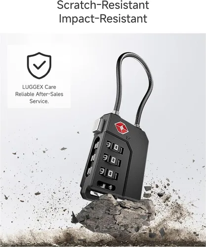 Miniatura 2 de LUGGEX Cerraduras TSA para equipaje, cerraduras de maleta aprobadas por la TSA, cerraduras de equipaje, facilidad de uso y duraderas, Negro, Paquete