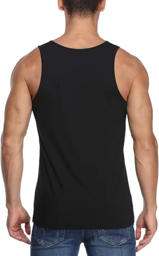 Miniatura 4 de COLORFULLEAF Camisetas sin mangas de rayón de bambú para hombre, camisetas sin mangas elásticas con cuello redondo (1 o 3)