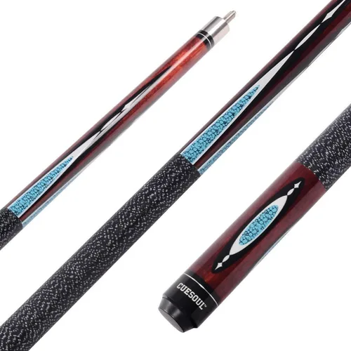 Miniatura 2 de Cuesoul Juego de taco de billar de madera de arce de 58 pulgadas, 19 oz/20 oz, punta de 11.5 mm/13 mm [peso ajustable] 19oz-Rojo vino sin estuche