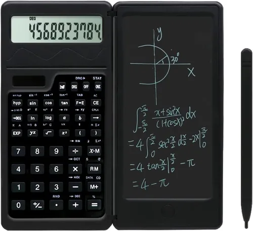 Miniatura 6 de Calculadoras científicas, calculadora para la escuela, pantalla grande de 10 dígitos, Calculadora científica con bloc de notas, calculadora de Negro