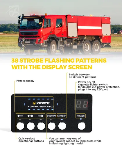 Miniatura 4 de Xprite Barra de Luz Estroboscópica de Emergencia Ámbar para Techo, Luces Intermitentes de Advertencia y Baliza de Seguridad con Panel de Control