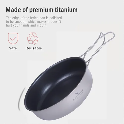 Miniatura 4 de Boundless Voyage Sartén antiadherente de titanio con mango plegable, revestimiento de cerámica antiadherente, olla de cocina para acampar al aire