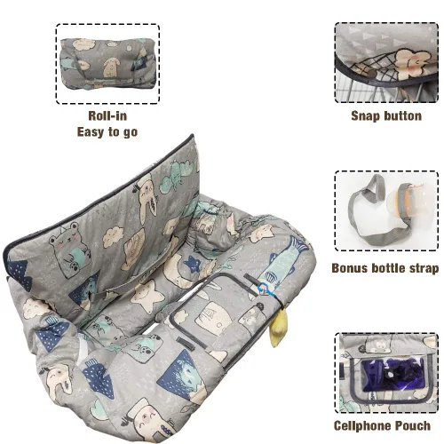 Miniatura 4 de Funda para carrito de compras para bebé, funda de silla alta de algodón, lavable a máquina para bebés, niños pequeños, niños o niñas (Lindo)