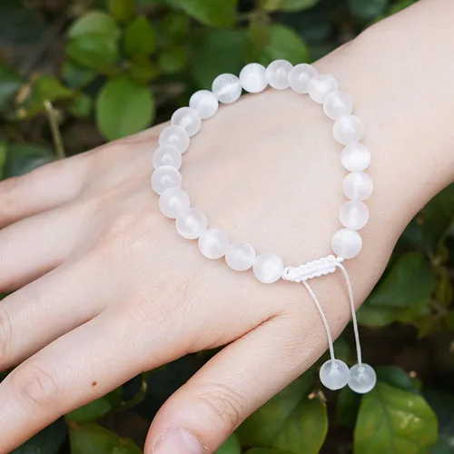 Miniatura 4 de DAZCOLO Pulsera de gemas hecha a mano con piedras preciosas de macramé ajustable de 0.315 in, cuentas redondas, cristales de cuarzo
