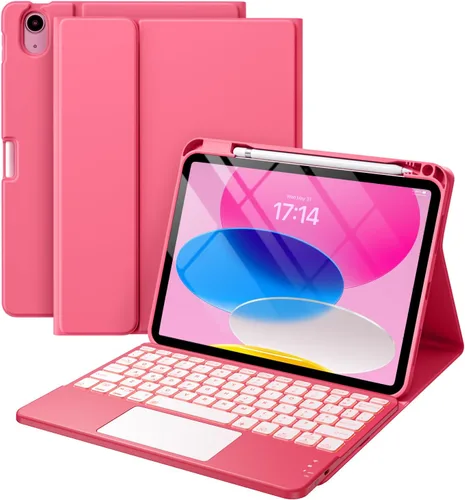 Miniatura 16 de Harvopu Funda compatible con iPad de 11ª y 10ª generación con teclado, funda tipo folio con soporte para lápices, trackpad multitáctil, Azul marino